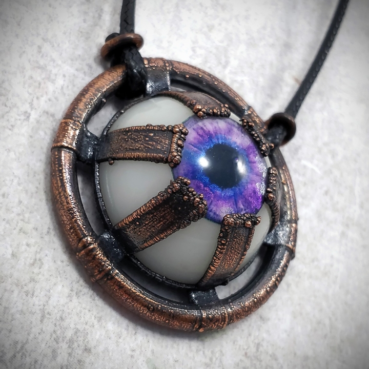 Collier oeil cuivre steampunk industriel indus pendentif bijou