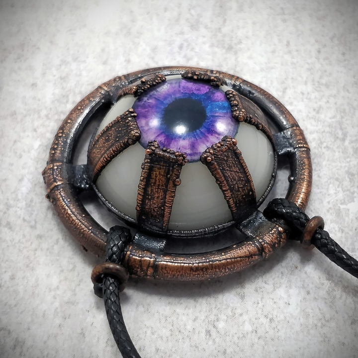 Collier oeil cuivre steampunk industriel indus pendentif bijou