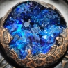 Bijou cuivre géode cristal biomech biomec biomecanique bleu alien