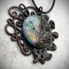 Pendentif lune cuivre croissante phase bijou collier holo holographique irisée