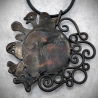Pendentif lune cuivre croissante phase bijou collier holo holographique irisée
