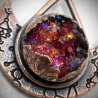 Pendentif cuivre géode cristal rune glyphe cluster rouge boréal mystique ésotérique