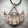 Pendentif cuivre géode cristal rune glyphe cluster rouge boréal mystique ésotérique