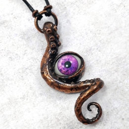 Bijou collier cuivre tentacule oeil poulpe pieuvre octopus