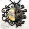 Pendentif lune cuivre croissante phase bijou collier holo holographique irisée
