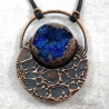 Bijou cuivre géode cristal biomech biomec biomecanique bleu alien