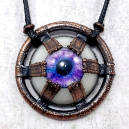 Collier oeil cuivre steampunk industriel indus pendentif bijou