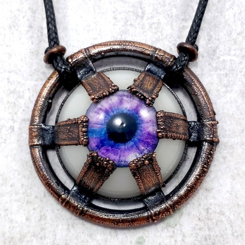 Collier oeil cuivre steampunk industriel indus pendentif bijou
