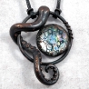 Bijou tentacule cuivre cabochon holographique holo collier pieuve octopus poulpe