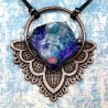 Pendentif cuivre fleur univers galaxie lotus dentelle fait-main