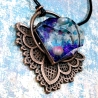 Pendentif cuivre fleur univers galaxie lotus dentelle fait-main
