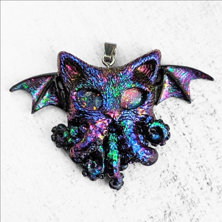 Pendentif chat Cthulhu pieuvre collier Lovecraft