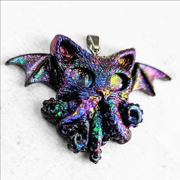 Pendentif chat Cthulhu pieuvre collier Lovecraft