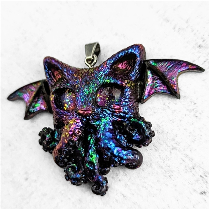 Pendentif chat Cthulhu pieuvre collier Lovecraft