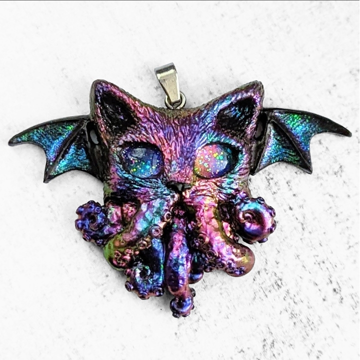Pendentif chat Cthulhu pieuvre collier Lovecraft