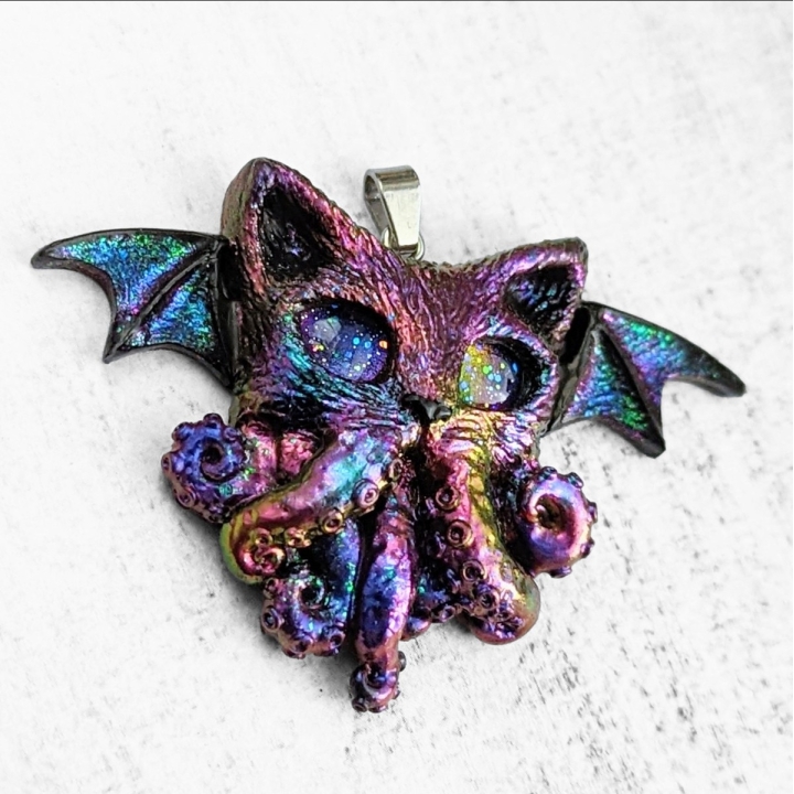 Pendentif chat Cthulhu pieuvre collier Lovecraft