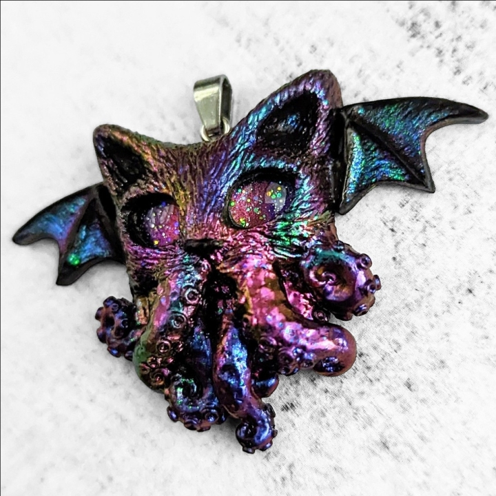 Pendentif chat Cthulhu pieuvre collier Lovecraft