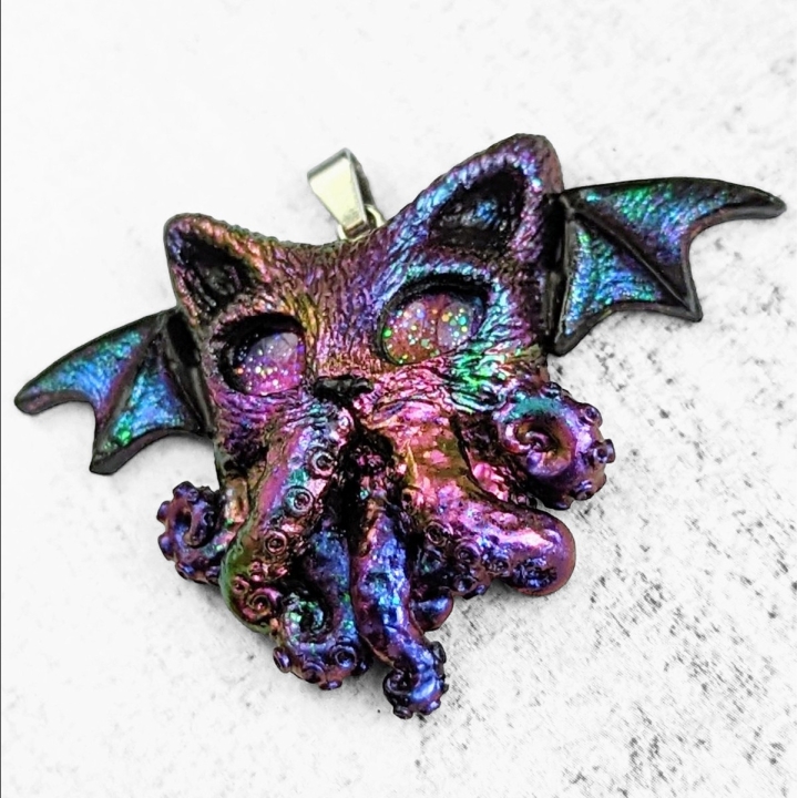 Pendentif chat Cthulhu pieuvre collier Lovecraft