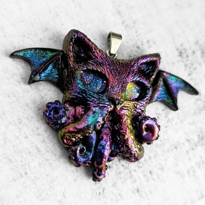Pendentif chat Cthulhu pieuvre collier Lovecraft