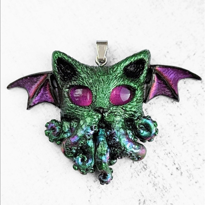 Pendentif chat Cthulhu pieuvre collier Lovecraft