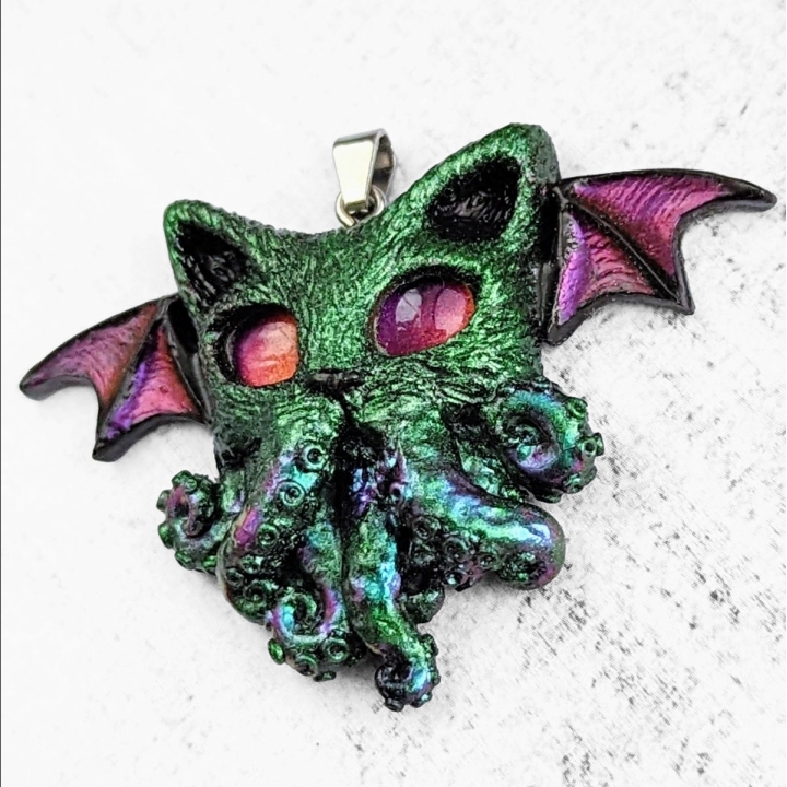 Pendentif chat Cthulhu pieuvre collier Lovecraft