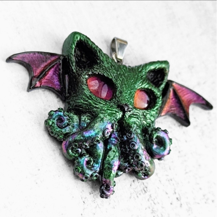 Pendentif chat Cthulhu pieuvre collier Lovecraft