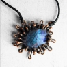 Collier cuivre bleu Orage, science fiction, bizarre, étrange, fantastique.