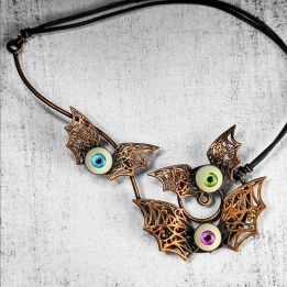 Envolée de Chauve-souris cyclopes, grand collier en cuivre, creepy, halloween