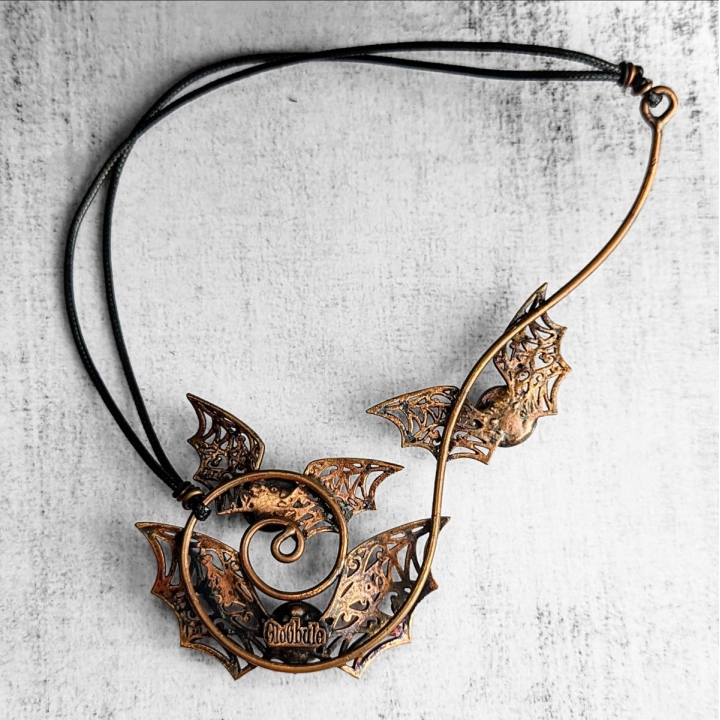 Envolée de Chauve-souris cyclopes, grand collier en cuivre, creepy, halloween