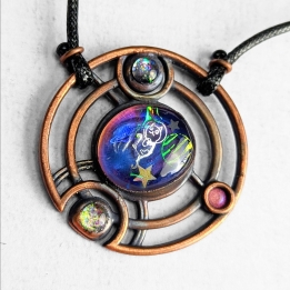 gallifreyan / cosmeownaute, collier sf chat, galaxy, espace, galaxy