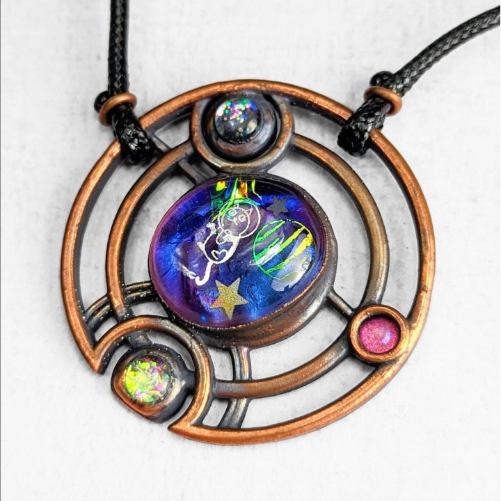 gallifreyan / cosmeownaute, collier sf chat, galaxy, espace, galaxy