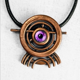 Gallifreyan / Le devin, collier science fiction, oeil, docteur Who, cuivre