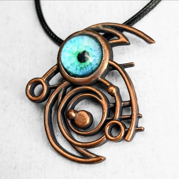 Gallifreyan / Polyforme, collier oeil bleu sfff, science fiction, dr who