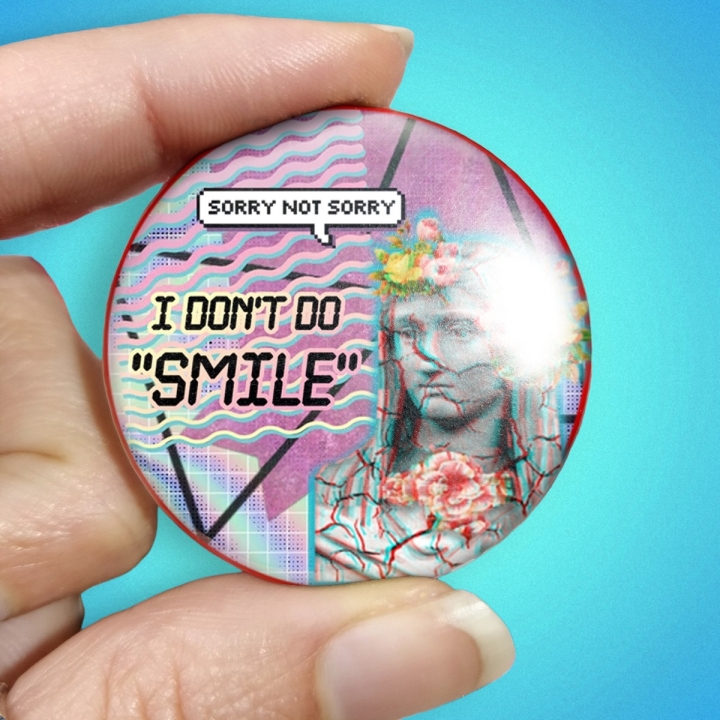 badge pins feministe neuroatypie syntwave vaporwave retrowave