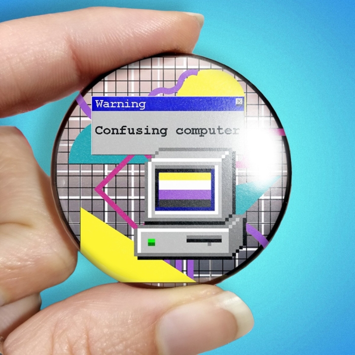 badge pins feministe neuroatypie syntwave vaporwave retrowave non binaire genderfluid queer non binary