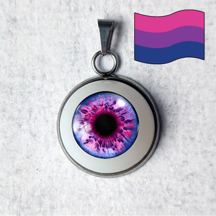 pendentif collier œil oeil yeux humain lgbt lgbtqia queer féministe bi bisexuel bi romantique