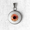 collier pendentif bijou œil humain oeil yeux creepy halloween marron