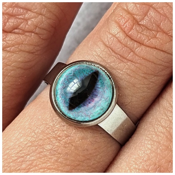 Bague oeil chat bleu