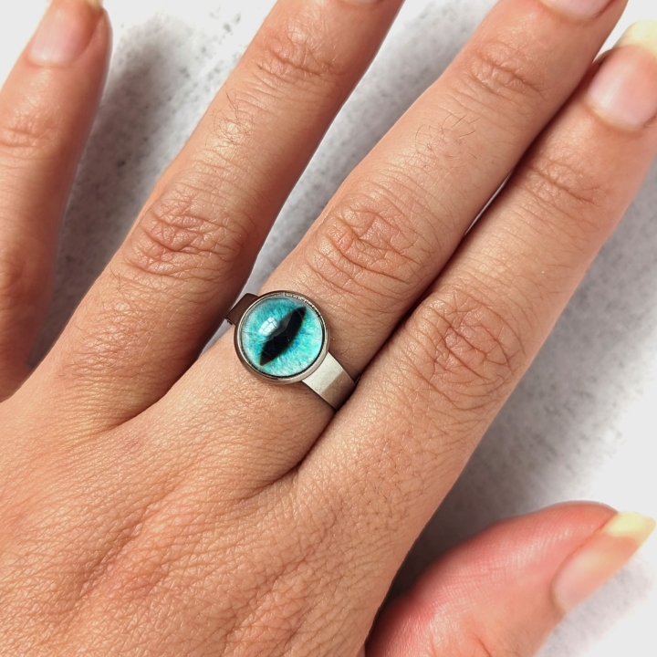 Bague oeil chat turquoise