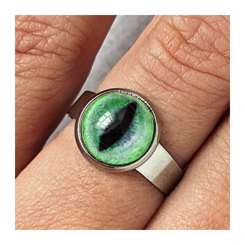 Bague oeil chat vert