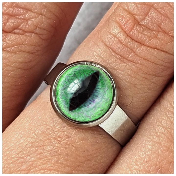 Bague oeil chat vert
