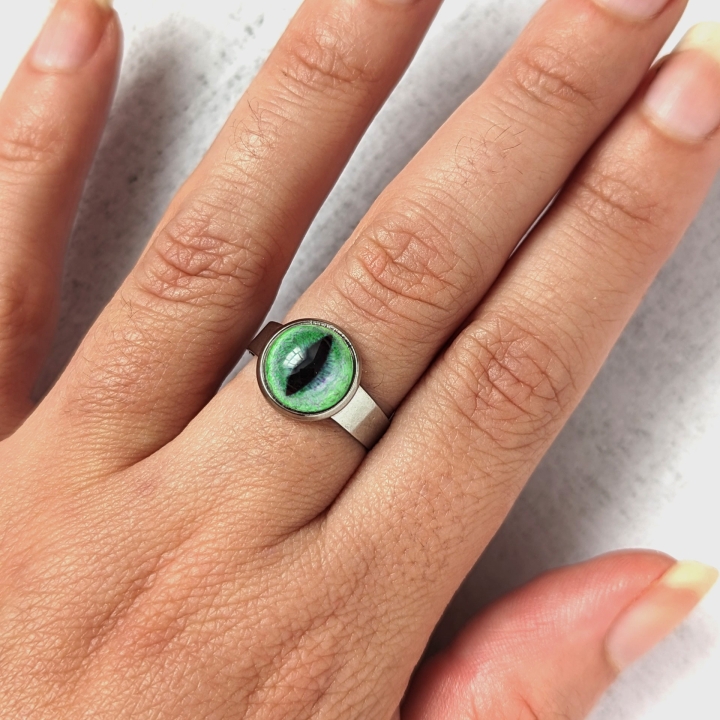 Bague oeil chat vert