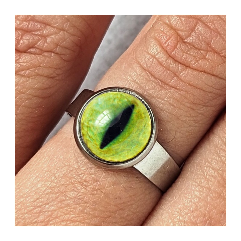 Bague oeil chat jaune vert