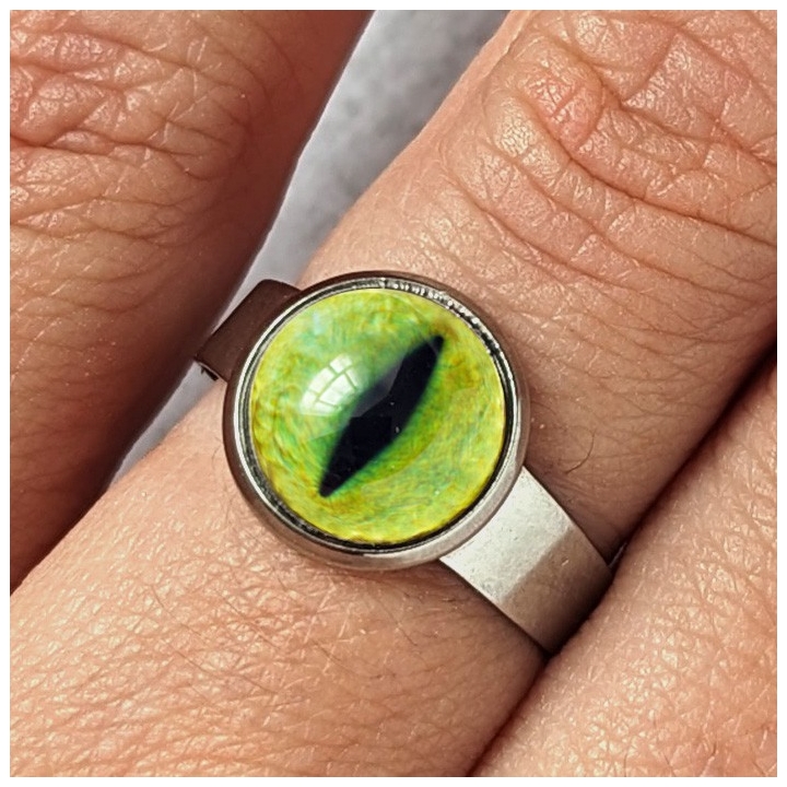 Bague oeil chat jaune vert
