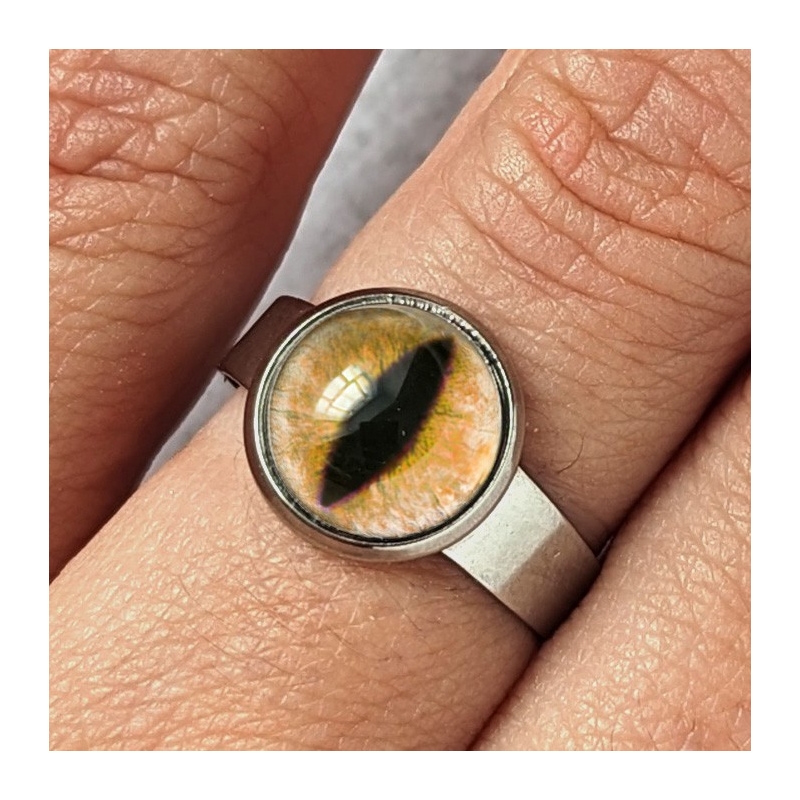 Bague oeil chat orange ambre