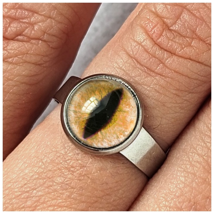 Bague oeil chat orange ambre