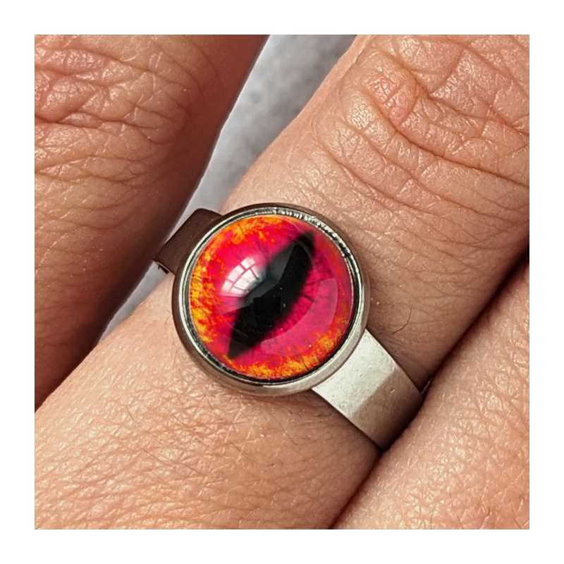 Bague oeil chat rouge