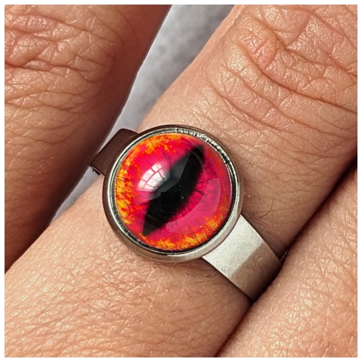Bague oeil chat rouge