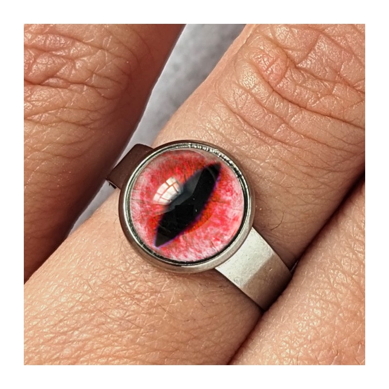 Bague oeil chat rouge