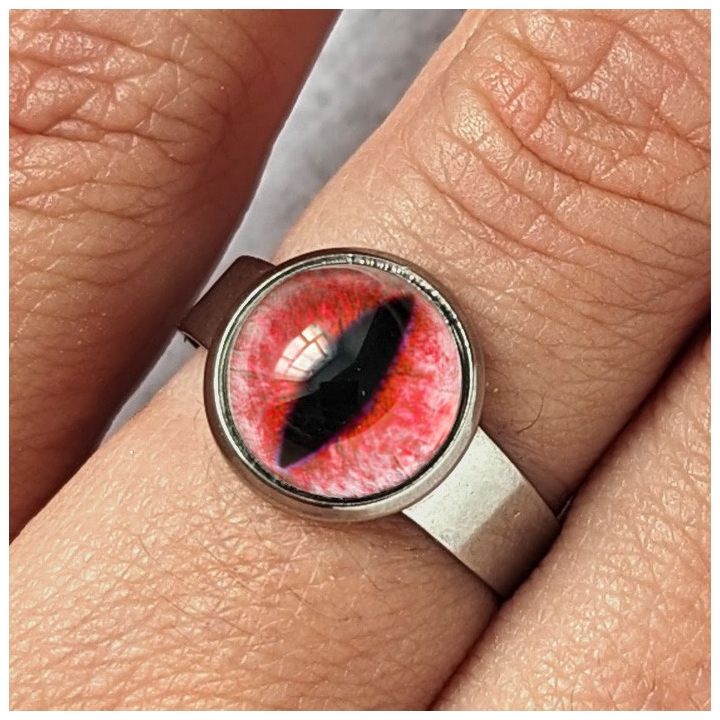 Bague oeil chat rouge